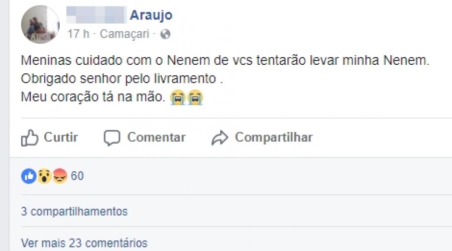 [Mulher bem vestida tenta roubar bebê dos braços da mãe em Camaçari]