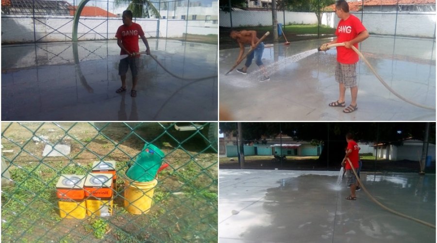 [Fase final: quadra poliesportiva do CSU de Pernambués está quase pronta]