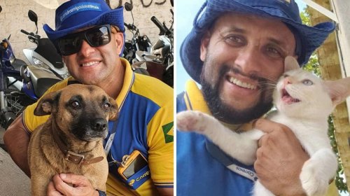 [Carteiro conquista a internet ao posar com “amigos pets” durante entregas]